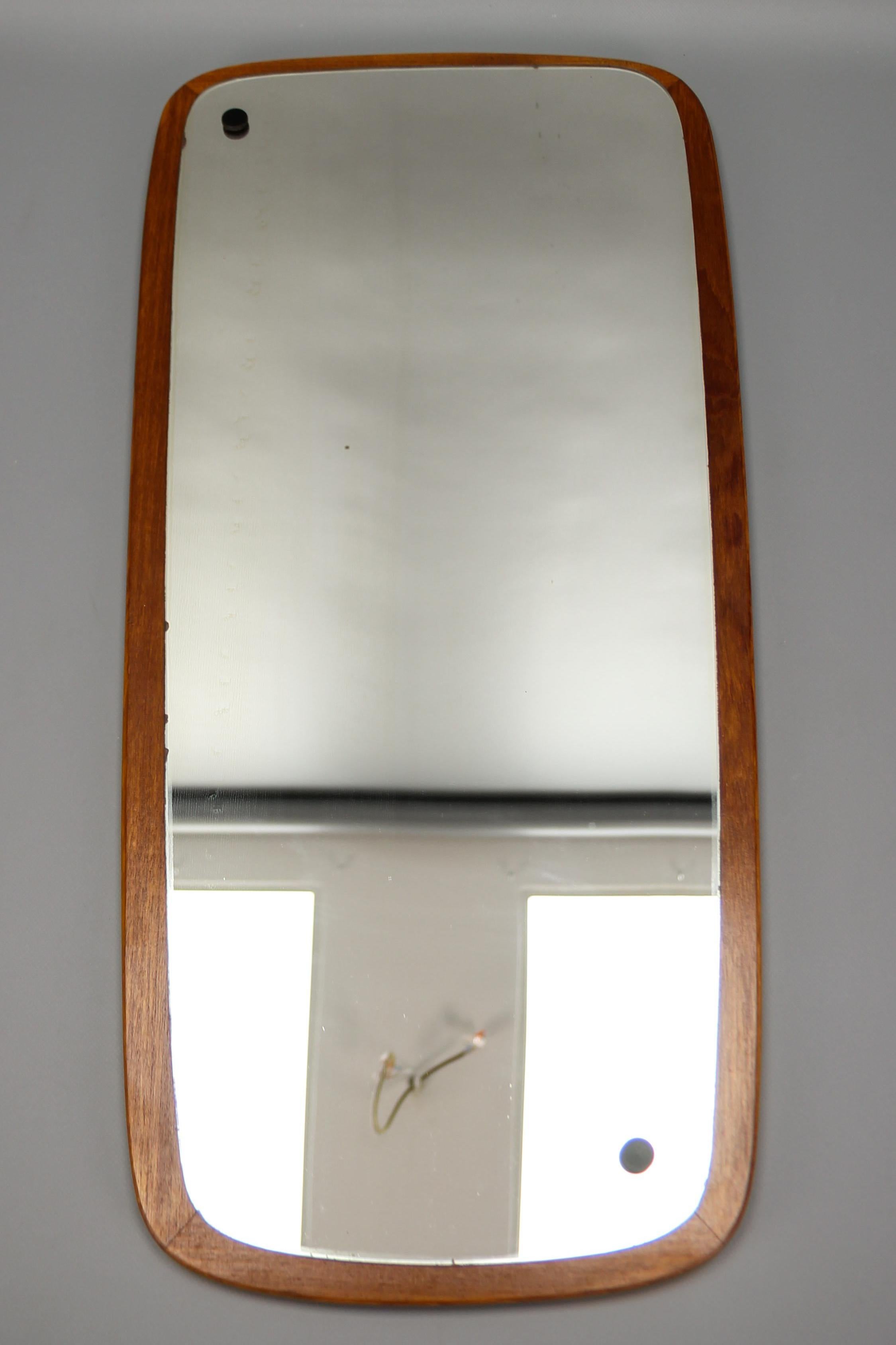 Mid-Century Modern Danish Design Rectangular Wood Framing Wall Mirror 15