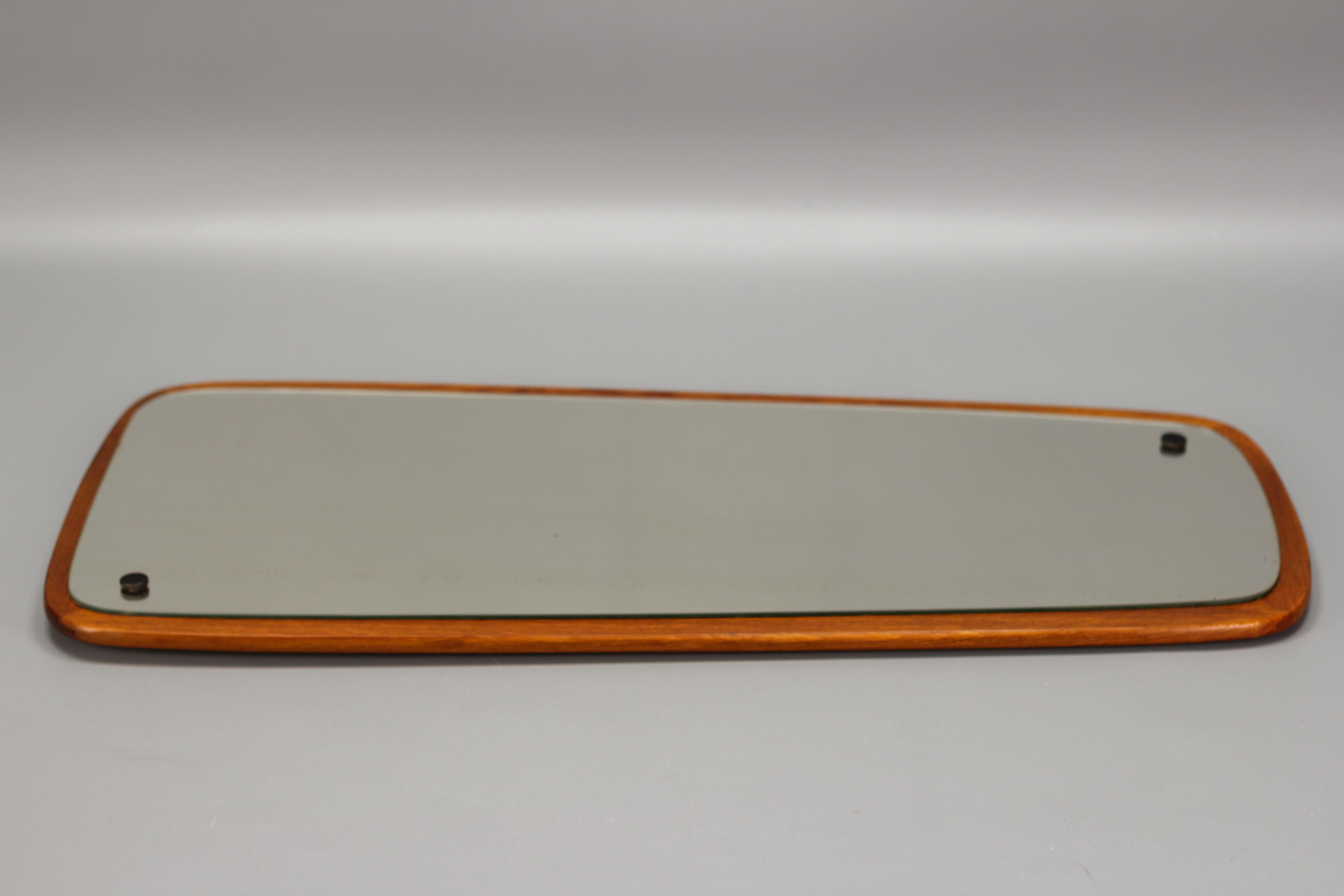 Mid-Century Modern Danish Design Rectangular Wood Framing Wall Mirror 3