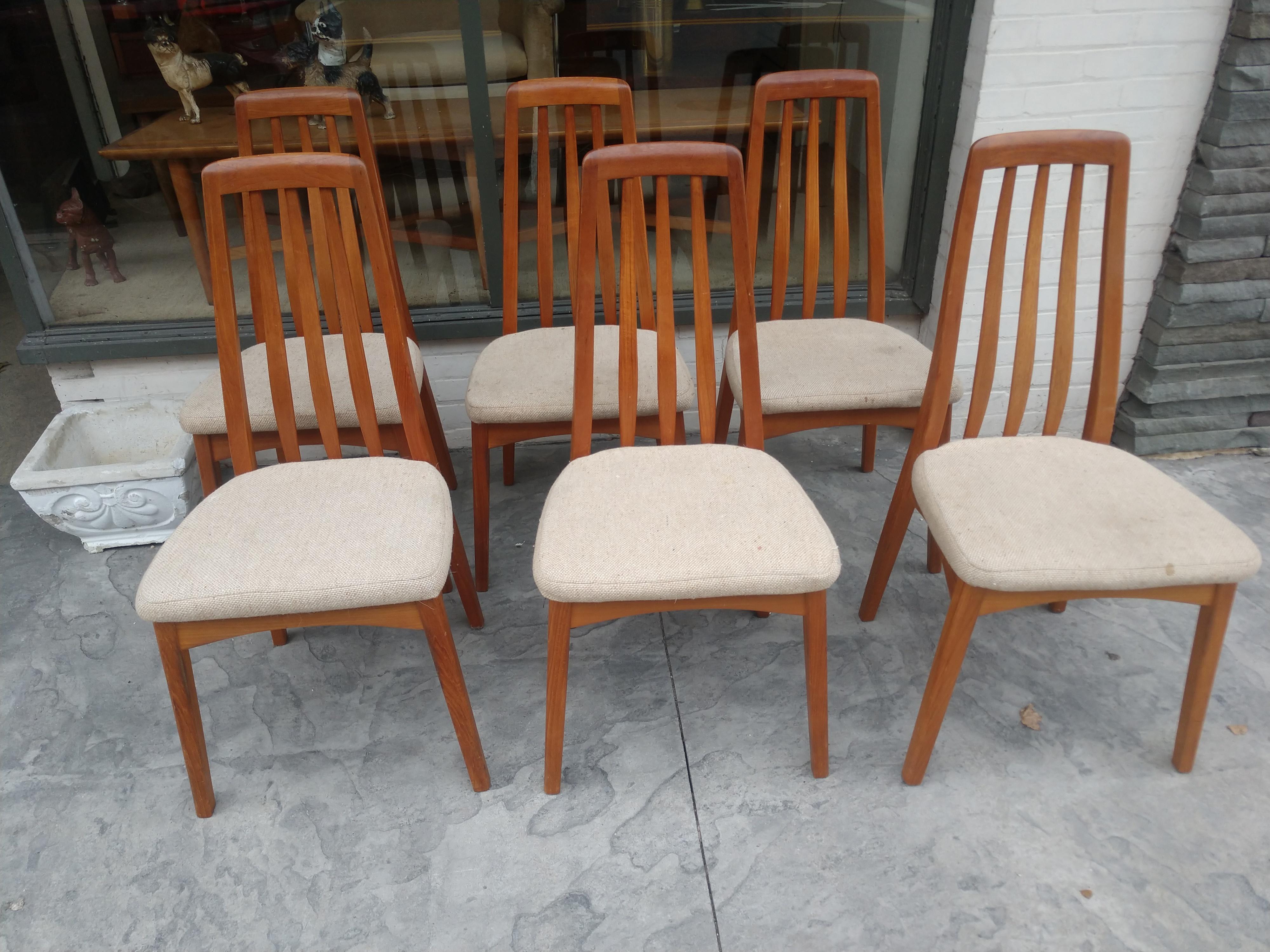 Late 20th Century Mid Century Modern Danish Design Set of 6 Benny Linden Dining Chairs