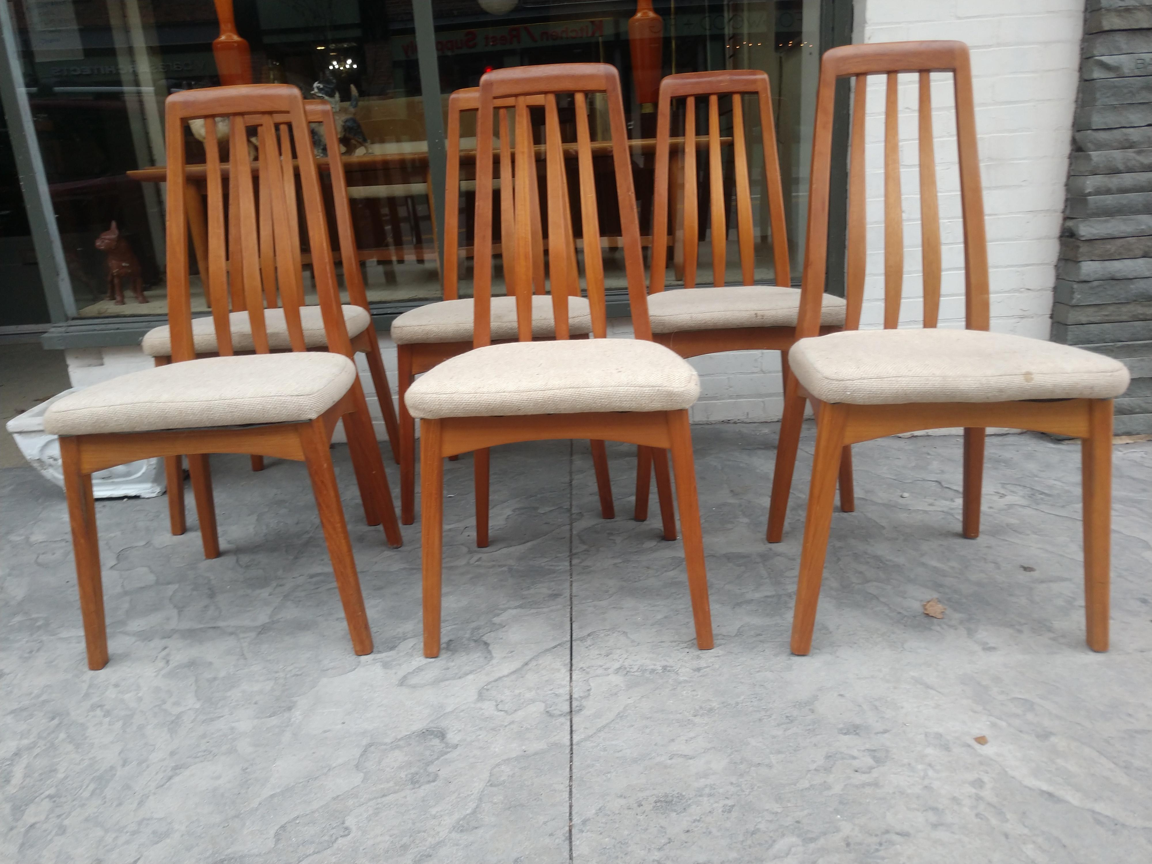 Molded Mid Century Modern Danish Design Set of 6 Benny Linden Dining Chairs