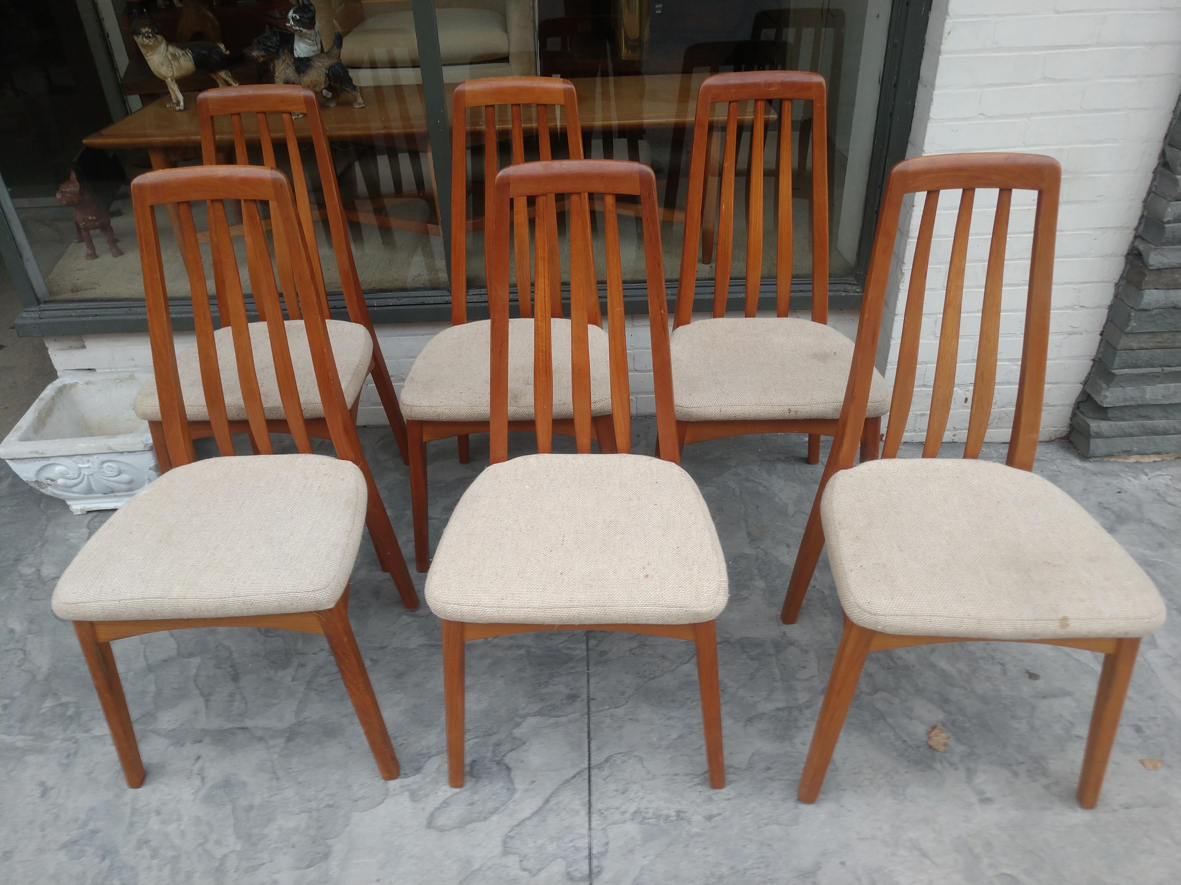 Mid Century Modern Danish Design Set of 6 Benny Linden Dining Chairs In Good Condition In Port Jervis, NY