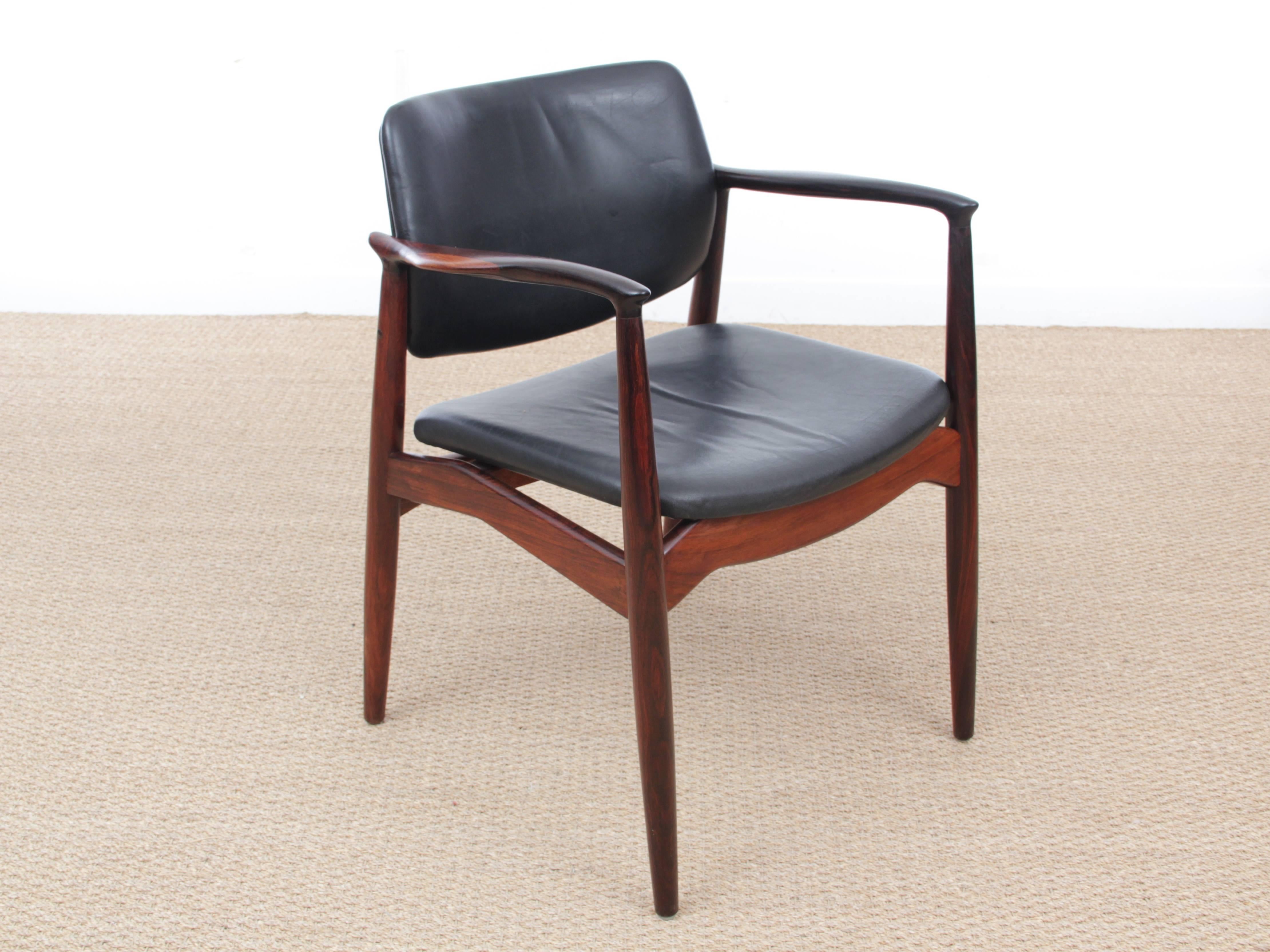 Scandinavian Mid-Century Modern Danish Desk Chair in Rosewood Model 66 by Erik Buck