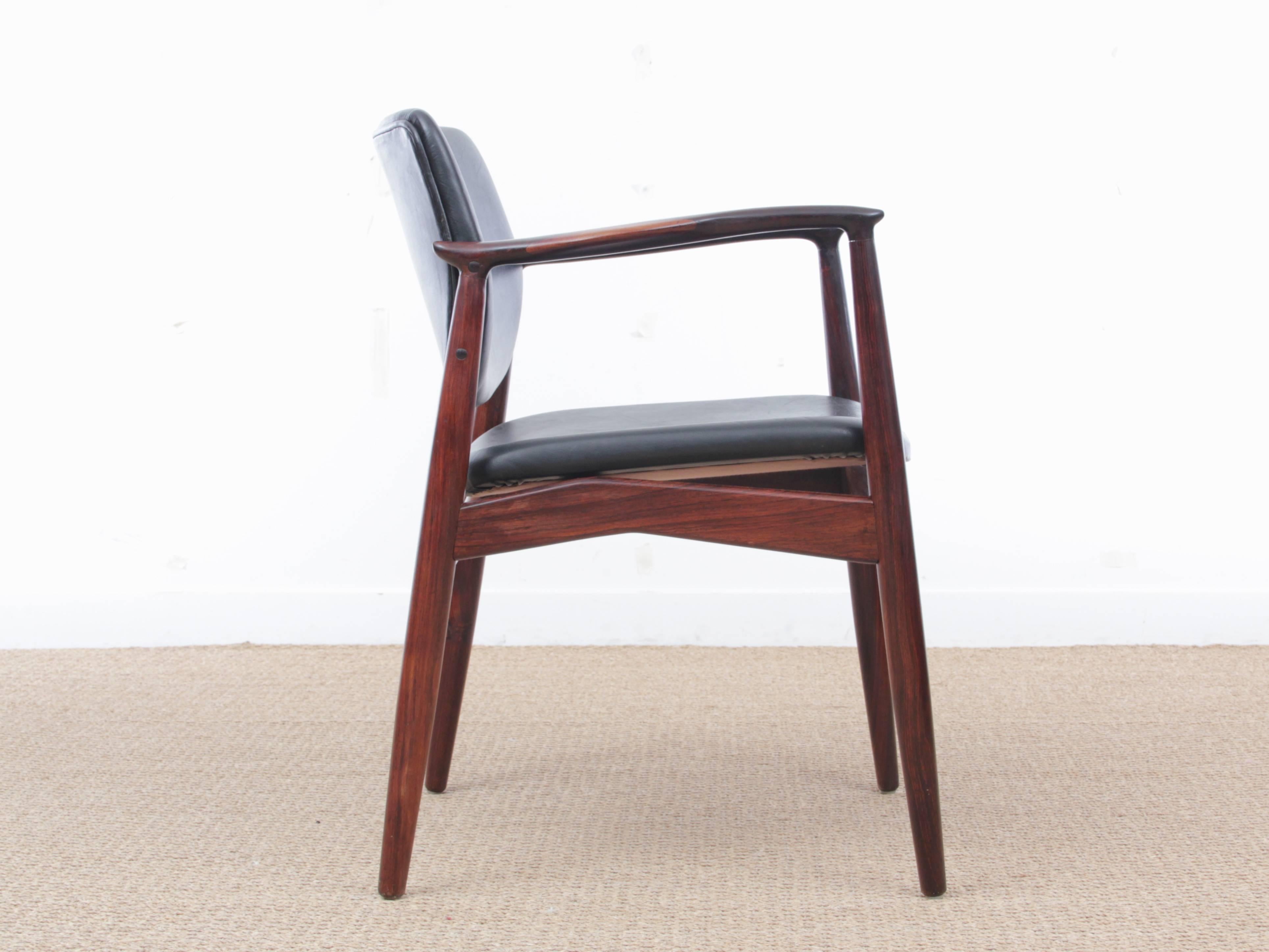 Mid-Century Modern Danish Desk Chair in Rosewood Model 66 by Erik Buck In Good Condition In Courbevoie, FR
