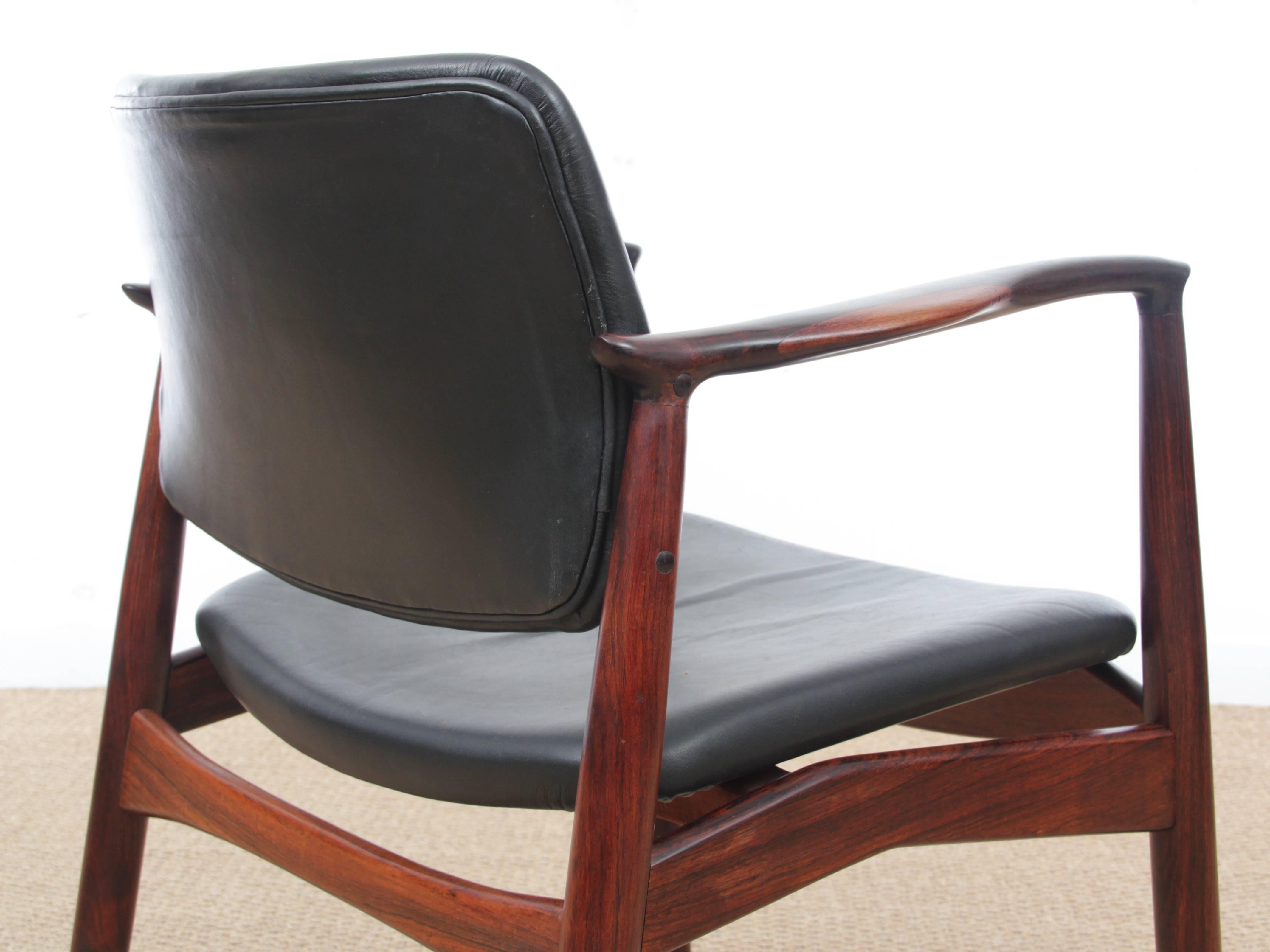 Mid-Century Modern Danish Desk Chair in Rosewood Model 66 by Erik Buck 2
