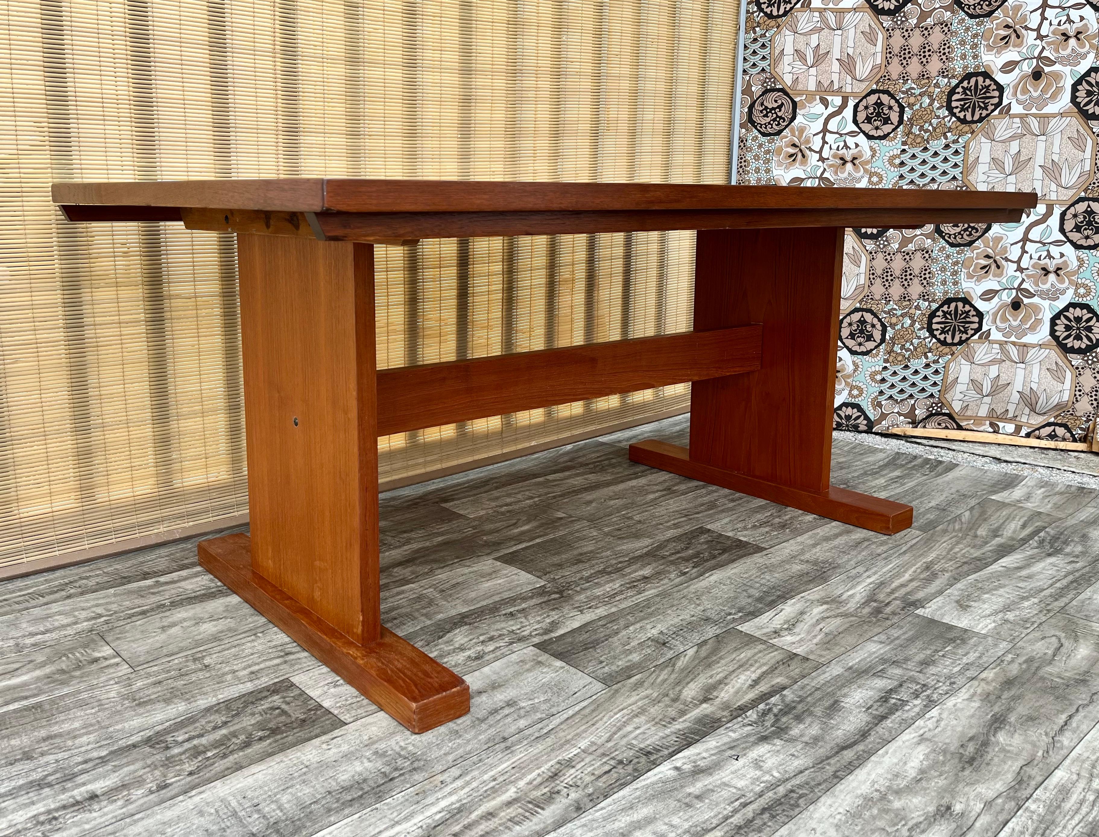Late 20th Century Mid Century Modern Danish Dining Table With Ceramic Tile Inlay. Circa 1970s For Sale
