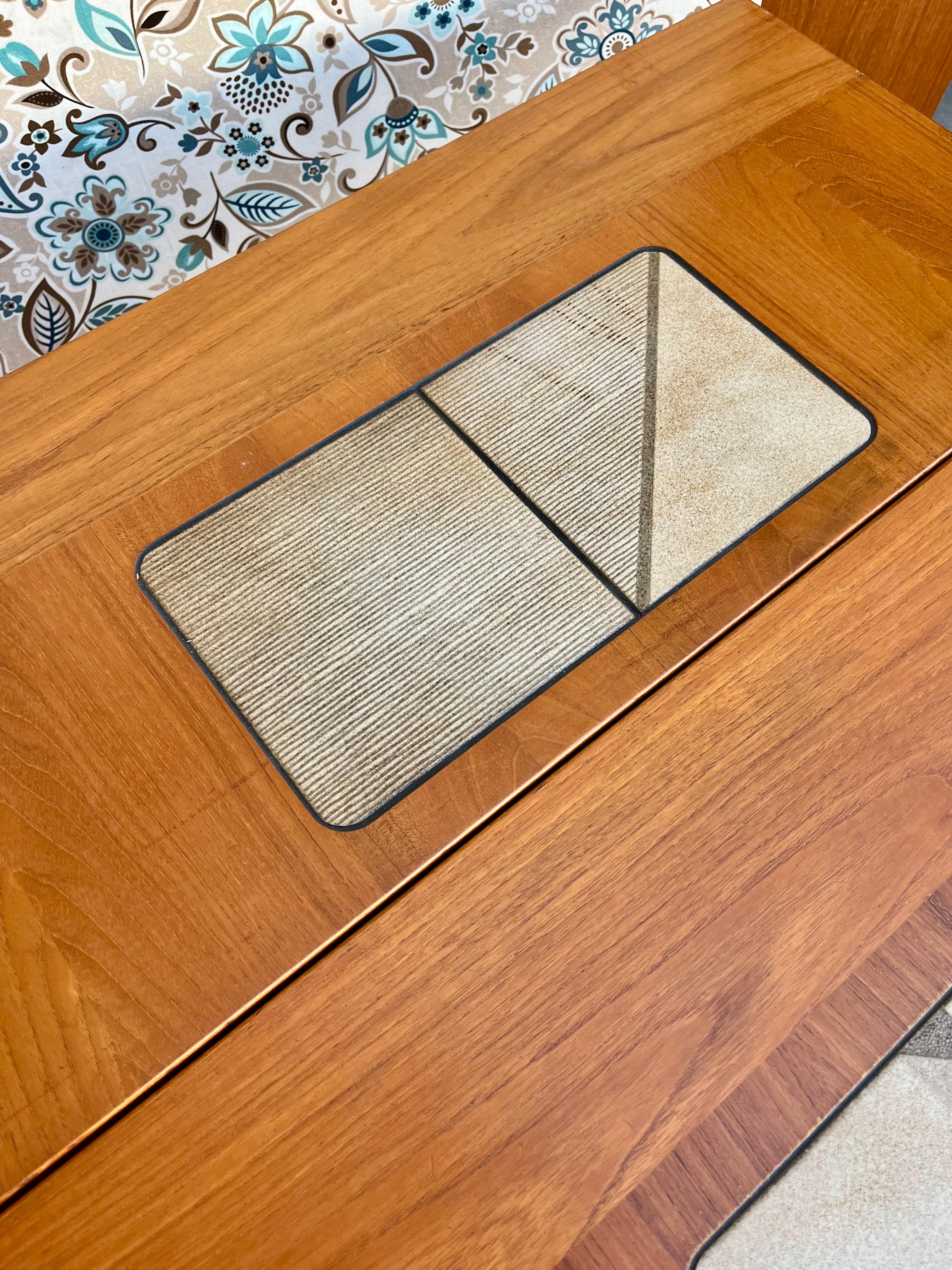 Mid Century Modern Danish Expandable Dining Table W/ Tile Inlay by Gangso Mobler For Sale 9