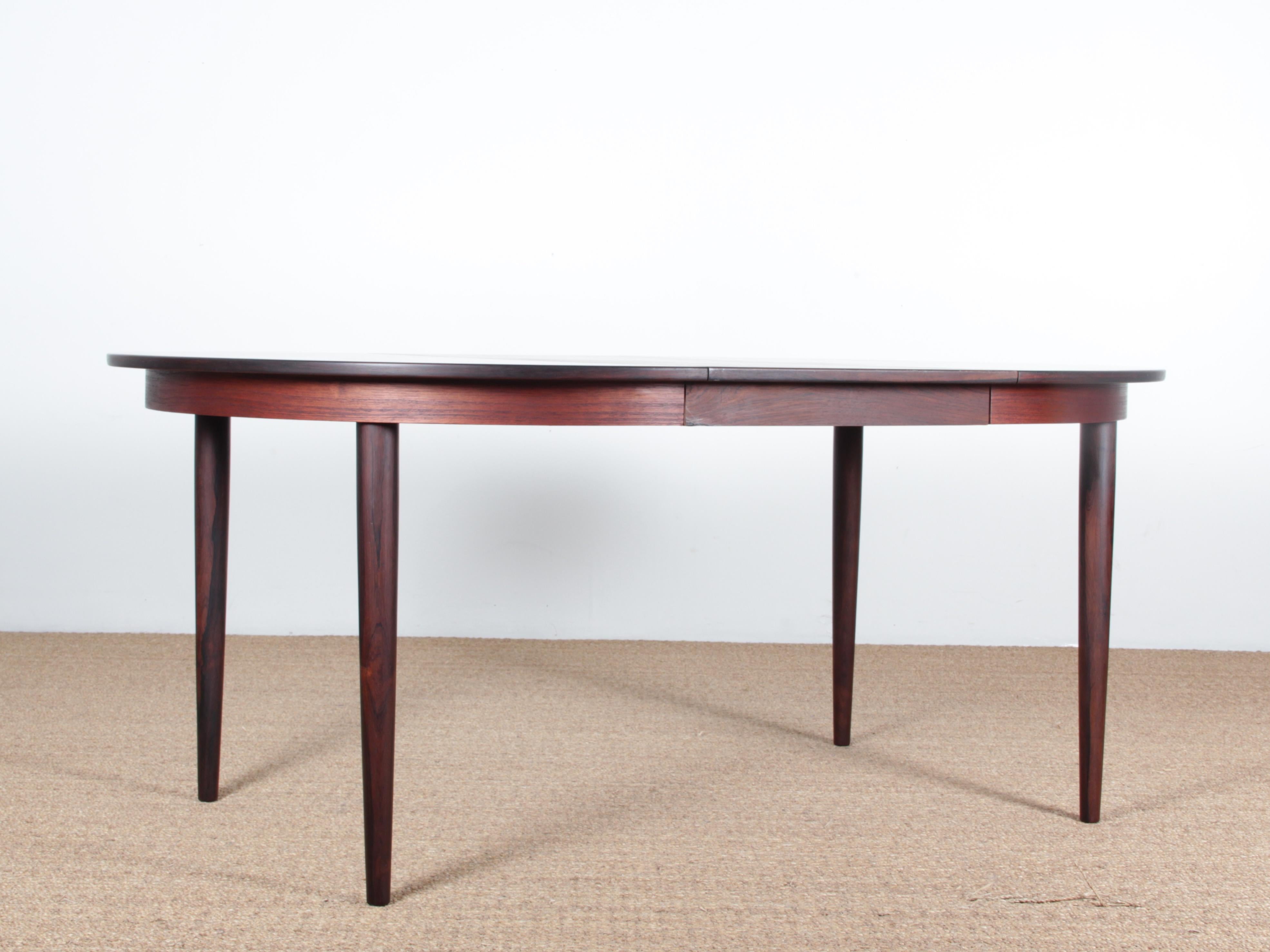 Scandinavian Mid-Century Modern Danish Extendable Round Dining Table in Rosewood
