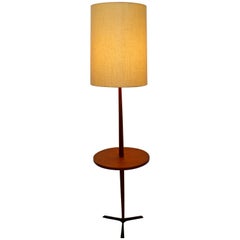 Mid-Century Modern Danish Floor Lamp Table Witrh Brass Jo Hammerborg Attributed