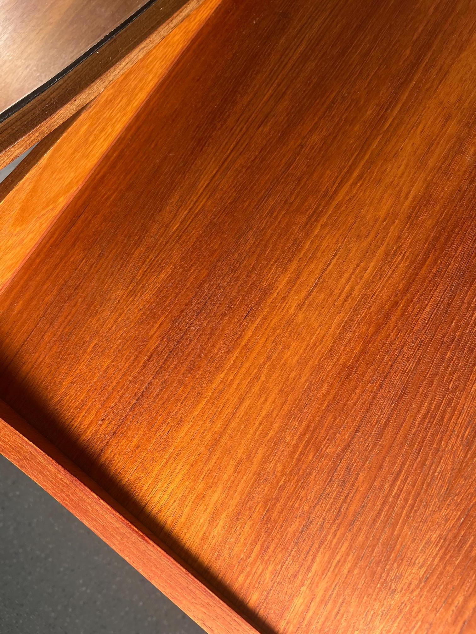 Mid Century Modern Danish G Plan Kofod Larsen Teak Vanity with Mirror For Sale 5