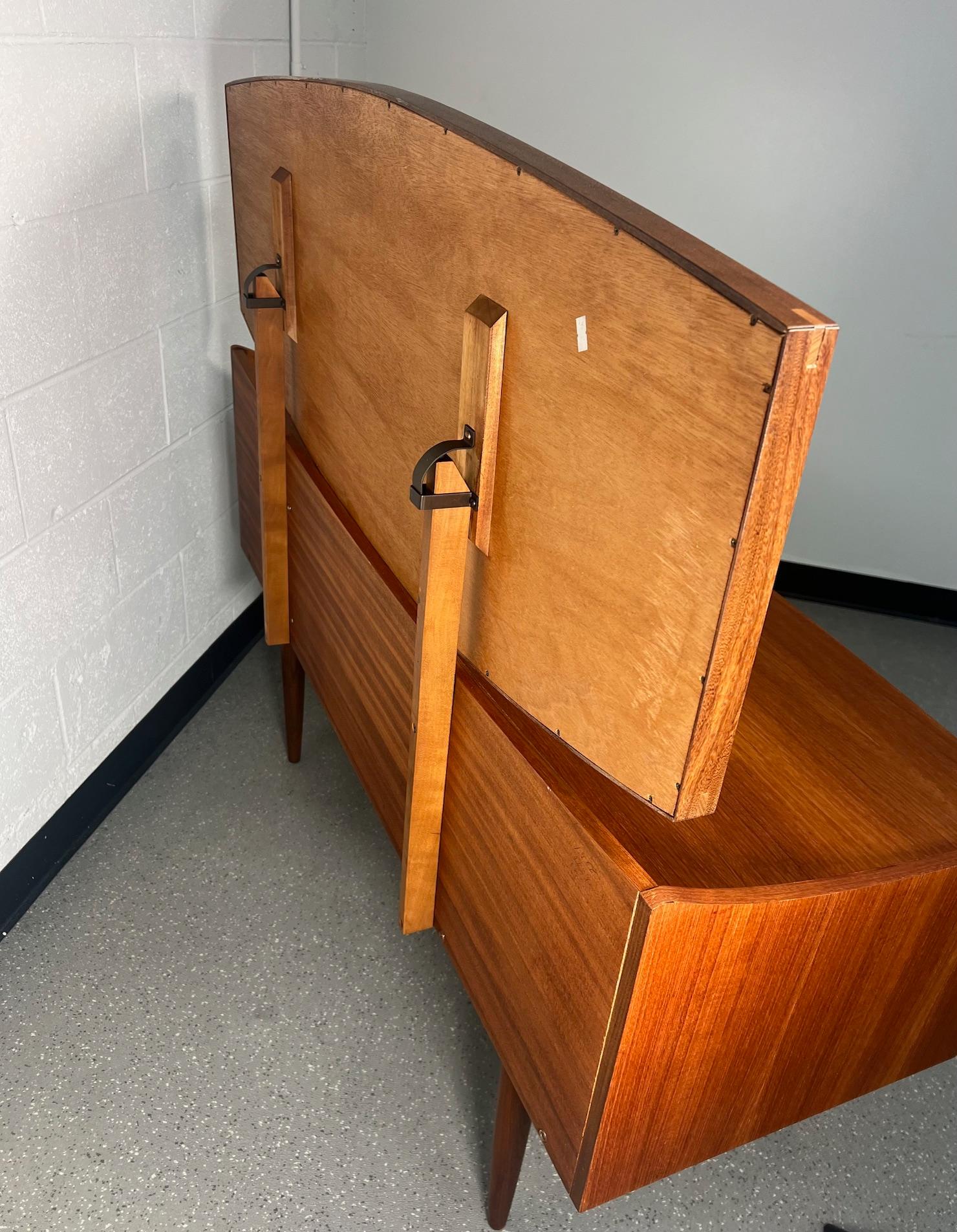 Mid Century Modern Danish G Plan Kofod Larsen Teak Vanity with Mirror For Sale 9