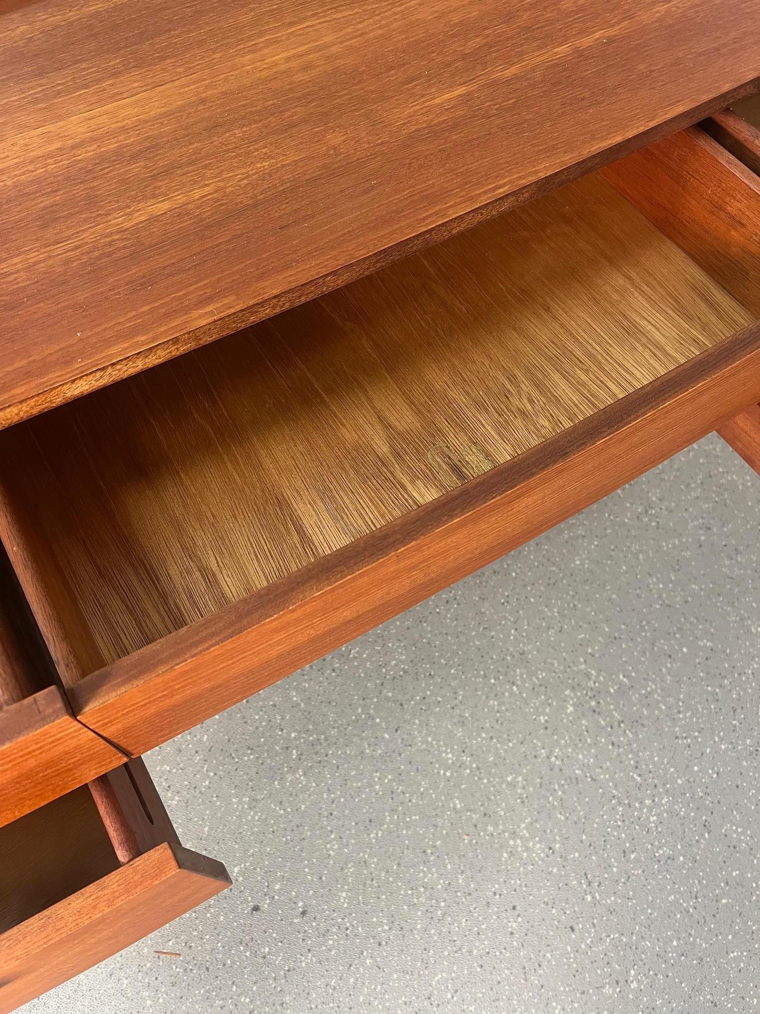 British Mid Century Modern Danish G Plan Kofod Larsen Teak Vanity with Mirror For Sale