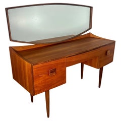 Vintage Mid Century Modern Danish G Plan Kofod Larsen Teak Vanity with Mirror