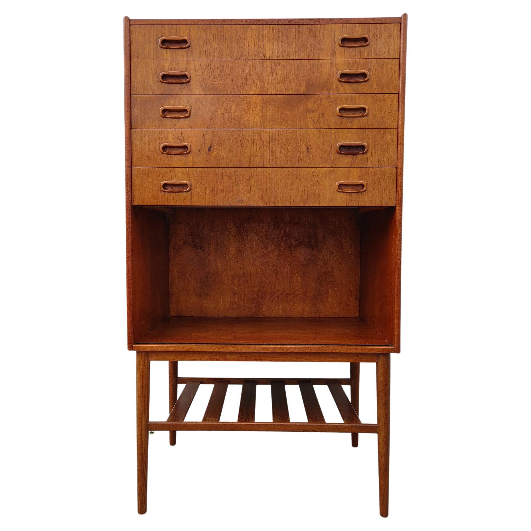 Mid Century Modern Danish Inspired Teak Cabinet For Sale