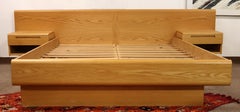 Mid-Century Modern Danish Jesper Queen Platform Bed Frame Floating Nightstands