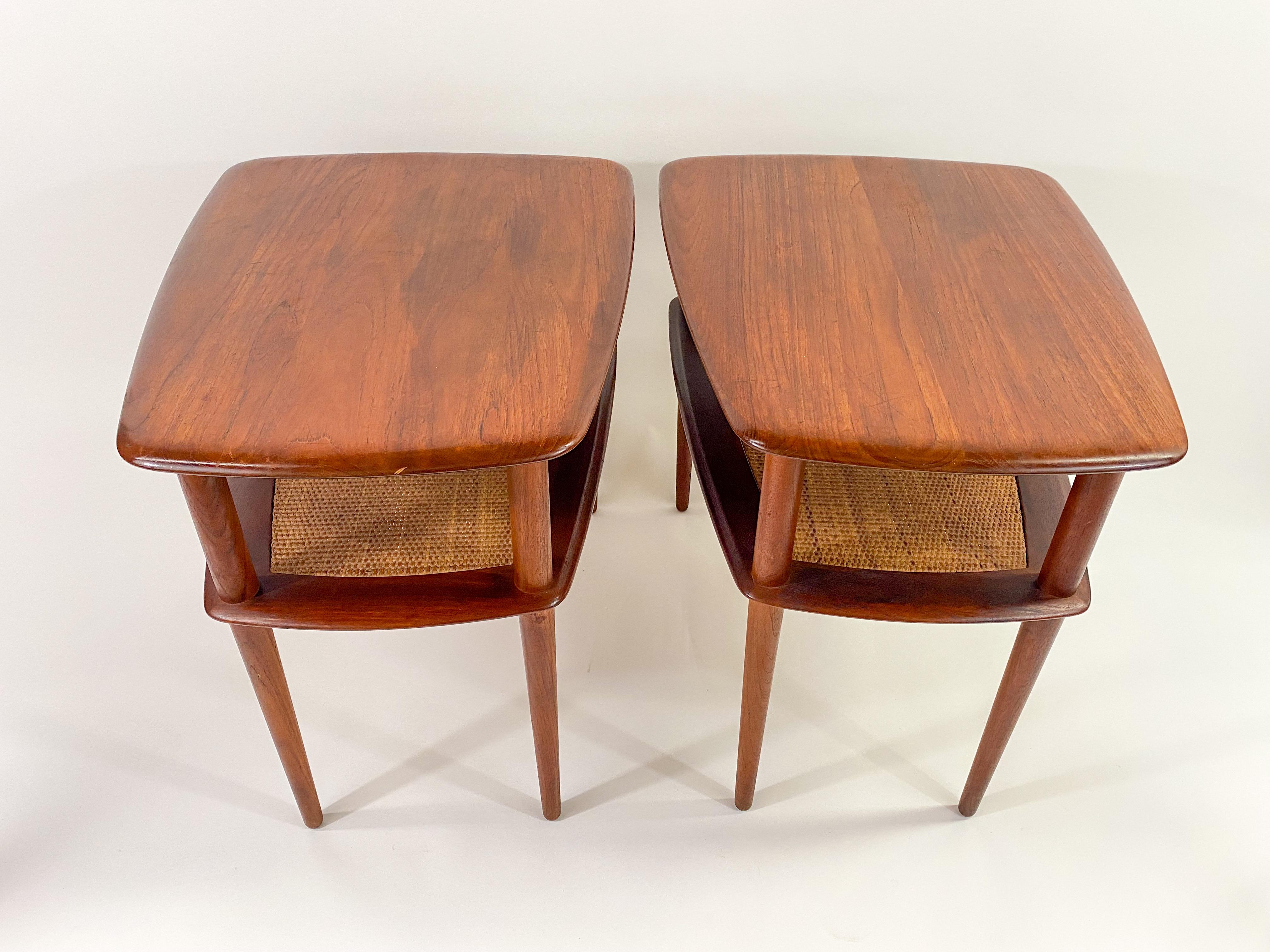 Mid-Century Modern Danish John Stuart Two Tier Wooden Side or End Table, a Pair 8