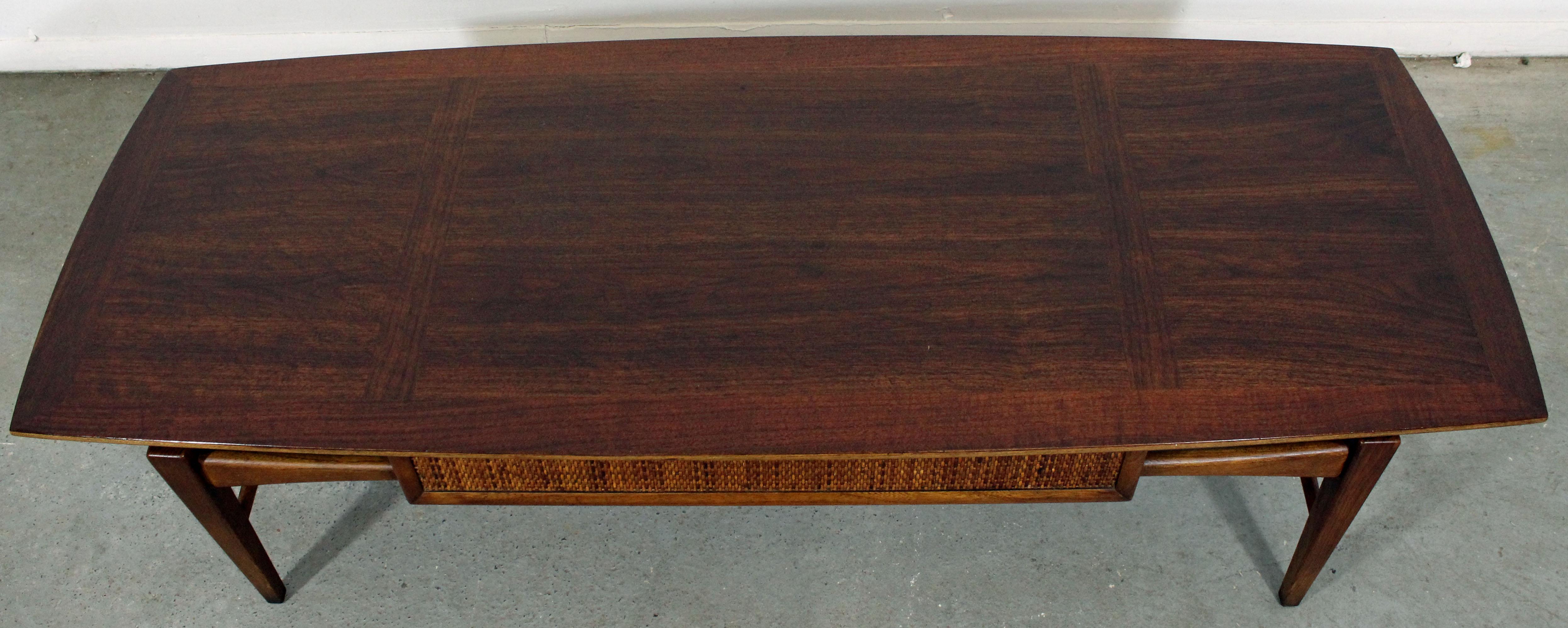 American Mid-Century Modern Danish Lane 'Esteem' Caned Floating Top Coffee Table 98301