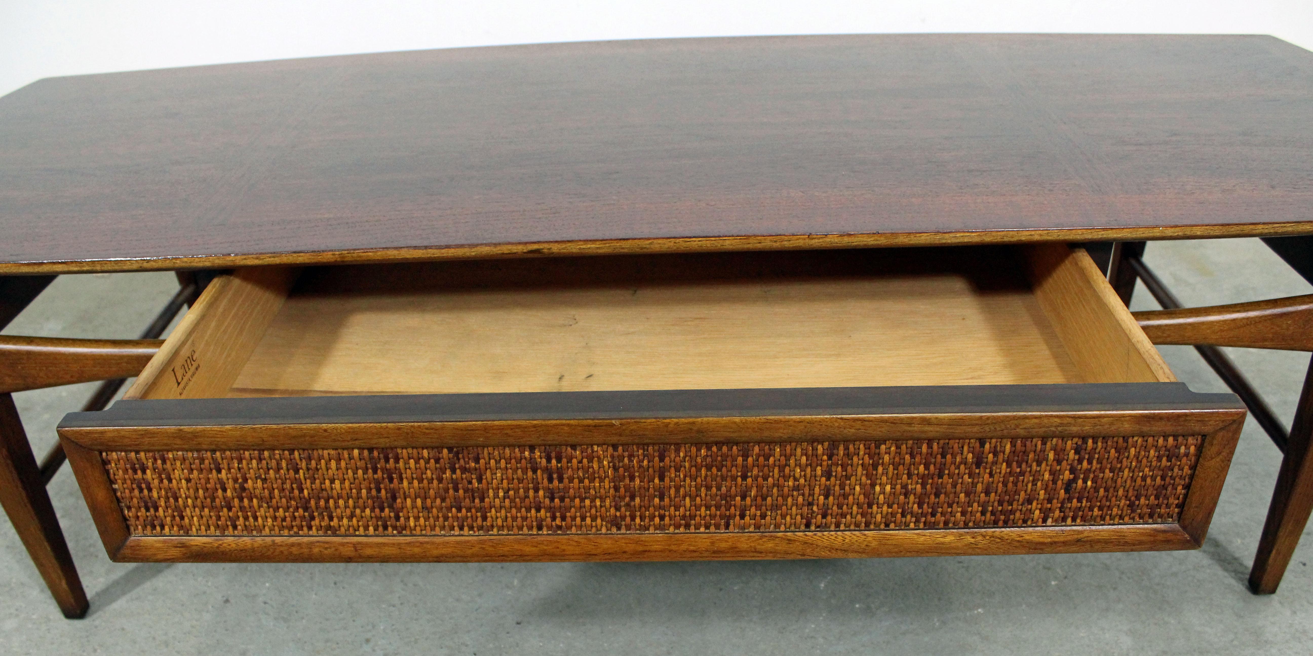 Mid-20th Century Mid-Century Modern Danish Lane 'Esteem' Caned Floating Top Coffee Table 98301