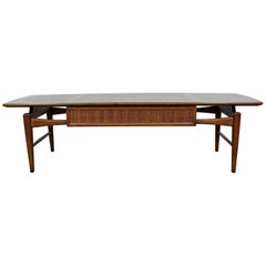 Mid-Century Modern Danish Lane 'Esteem' Caned Floating Top Coffee Table 98301