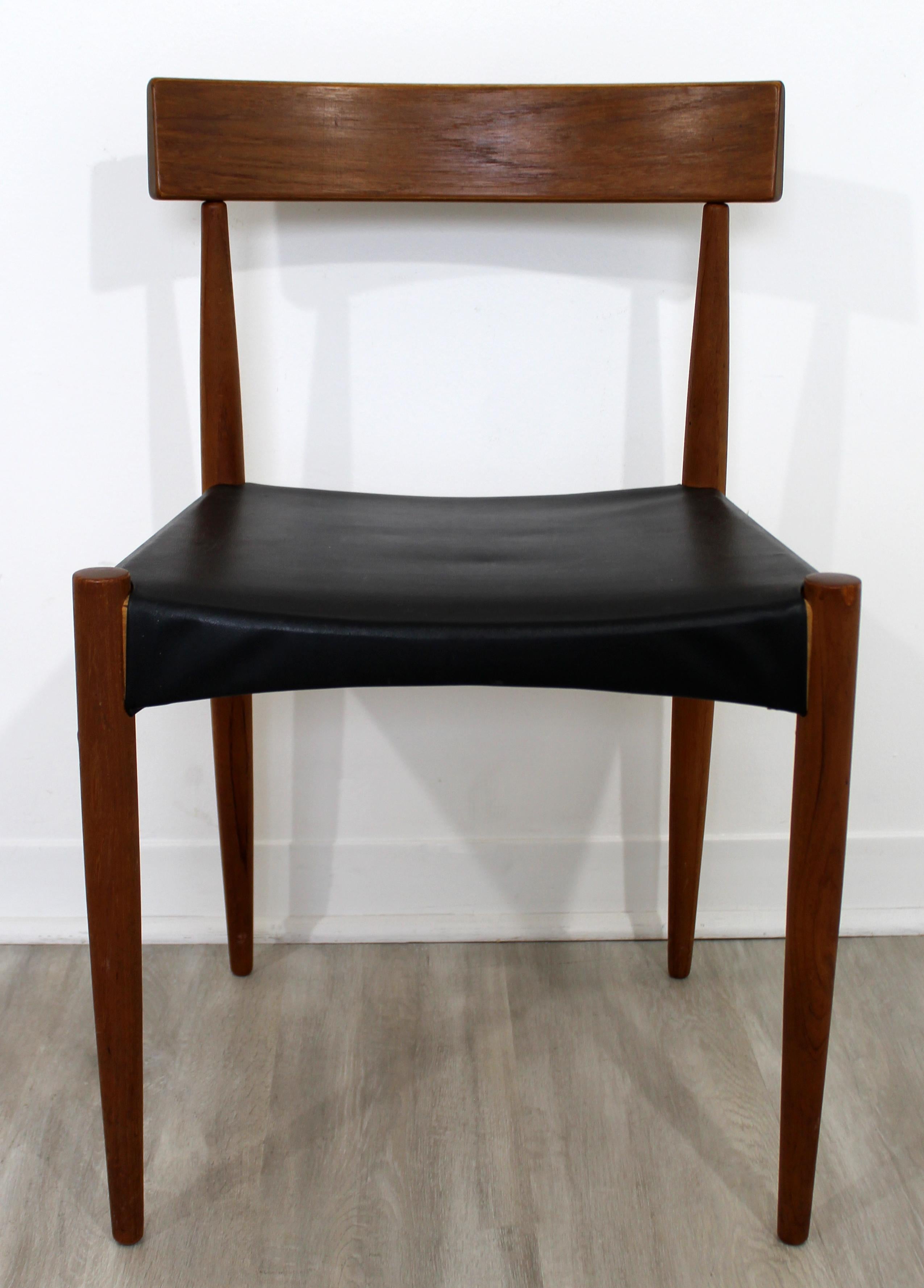 Mid-Century Modern Danish Leather Top Expandable Dinette Dining Table 4 Chairs 8