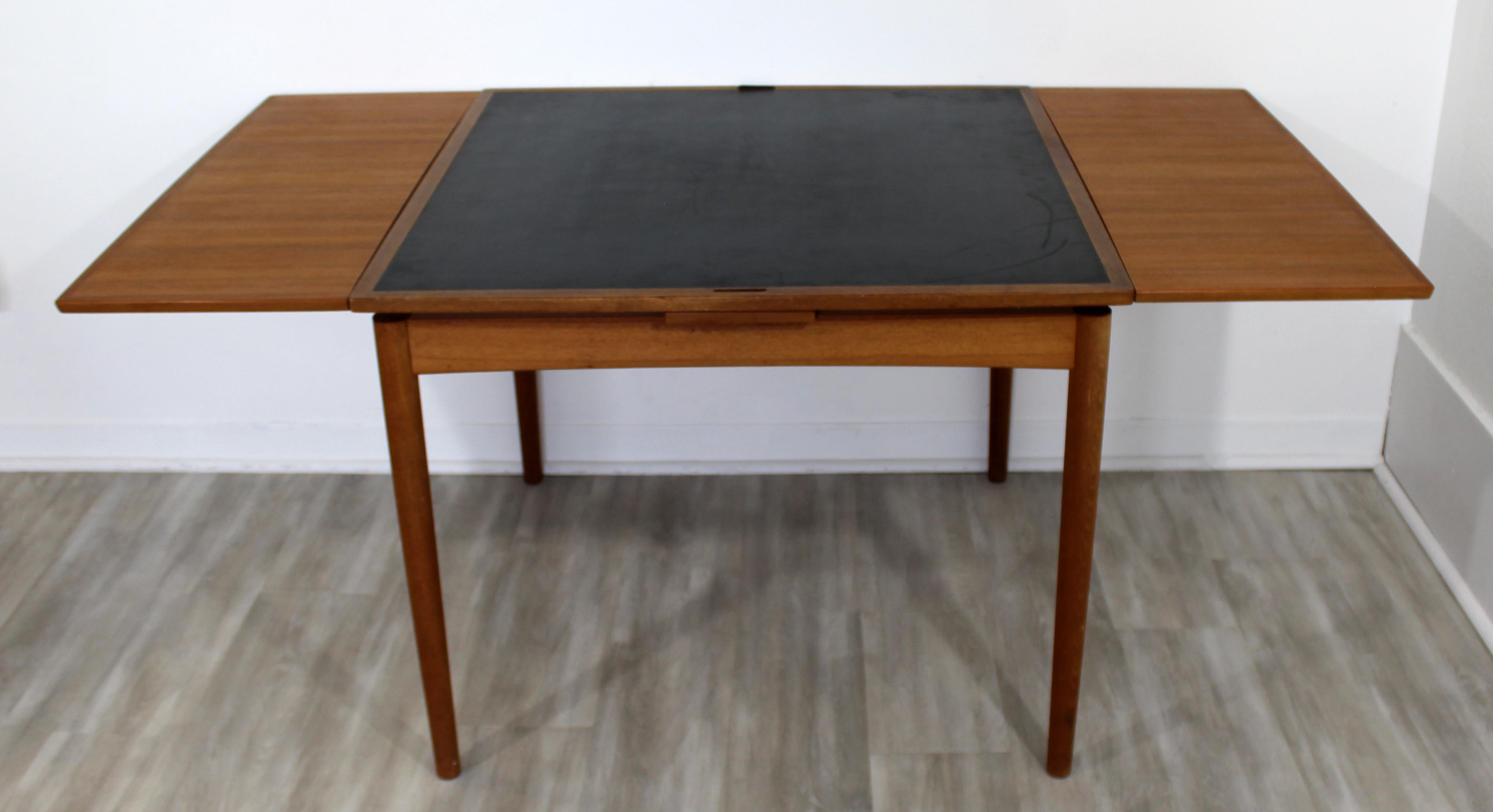 Mid-Century Modern Danish Leather Top Expandable Dinette Dining Table 4 Chairs 3
