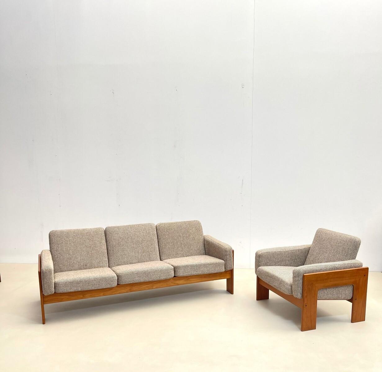 Mid-Century Modern Danish Living Room Set, Wood and Fabric, 1960s 6