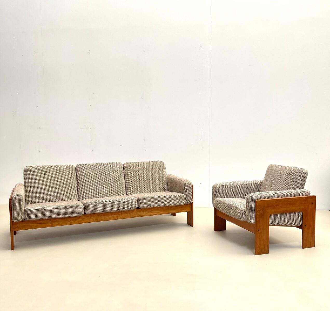 Mid-Century Modern Danish Living Room Set, Wood and Fabric, 1960s In Good Condition In Brussels, BE