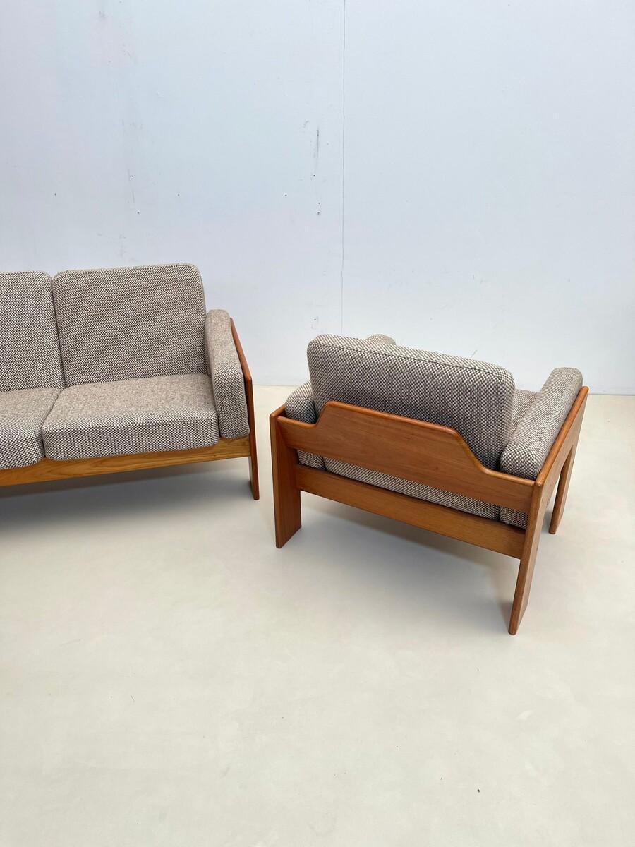 Mid-Century Modern Danish Living Room Set, Wood and Fabric, 1960s 4