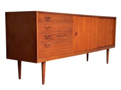 Mid-Century Modern Danish Long Teak Credenza Sideboard Cabinet by Kai Kristensen