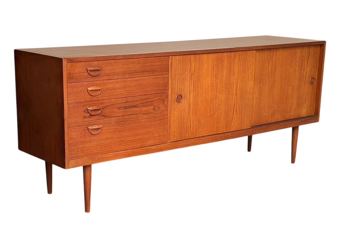 Norwegian Mid-Century Modern Danish Long Teak Credenza Sideboard Cabinet by Kai Kristensen