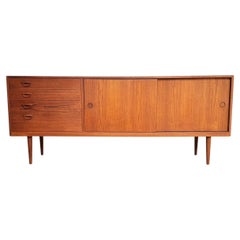 Mid-Century Modern Danish Long Teak Credenza Sideboard Cabinet by Kai Kristensen