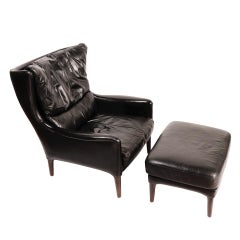 Mid-Century Modern Danish Lounge Chair and Foot Stool