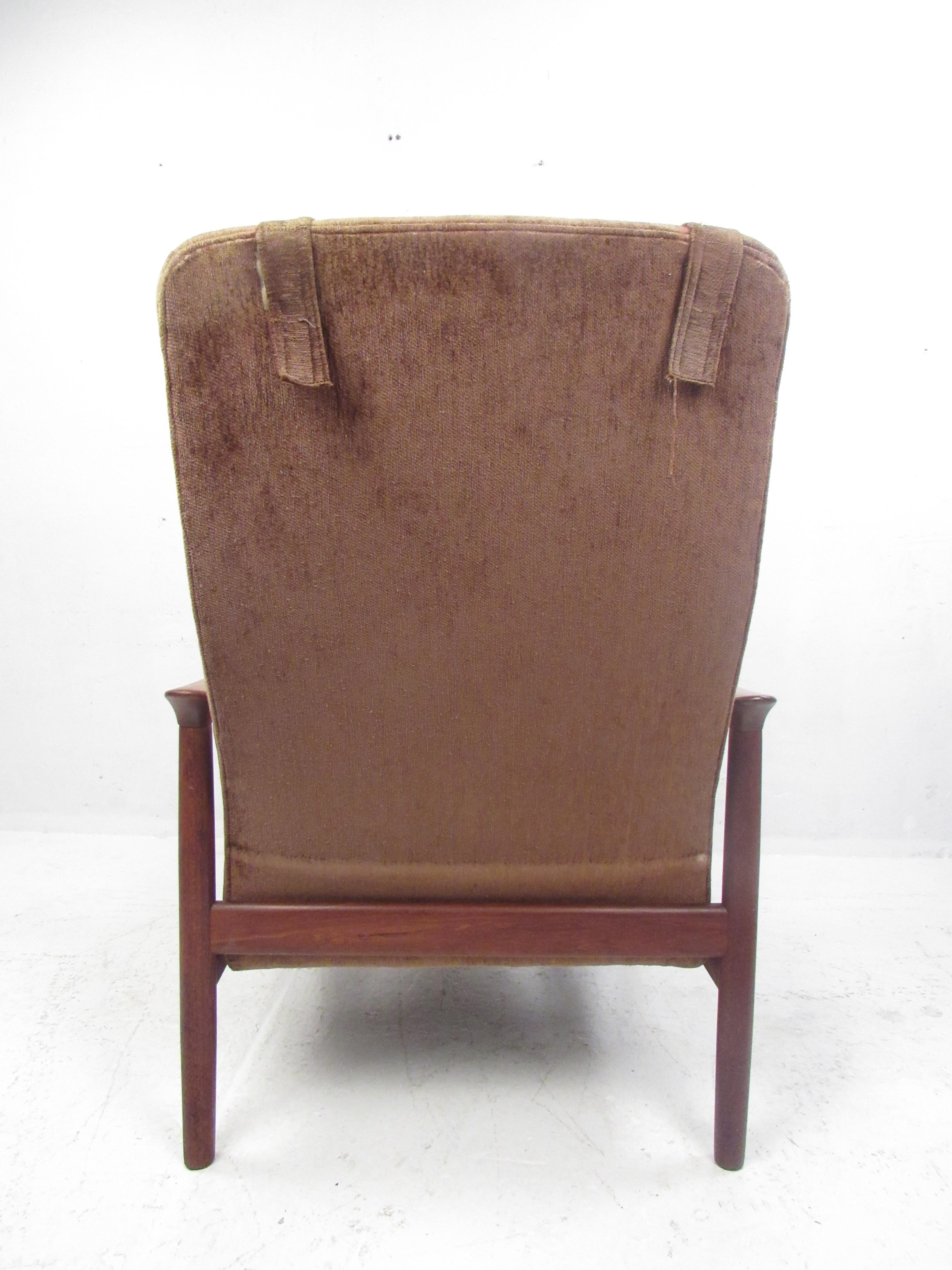Upholstery Mid-Century Modern Danish Lounge Chair and Ottoman