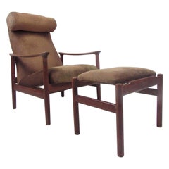 Mid-Century Modern Danish Lounge Chair and Ottoman