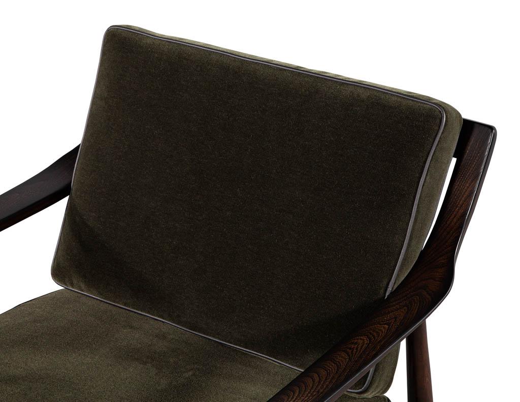 Mid-Century Modern Danish Lounge Chair in Emerald Mohair 2