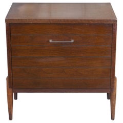 Mid-Century Modern Danish Lu Van Walnut Record Storage Side Table Cabinet Stand