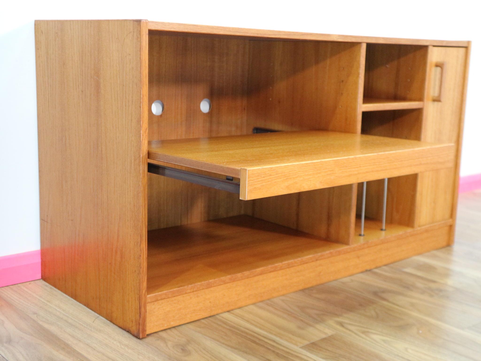 teak record cabinet
