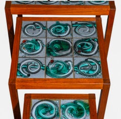 Mid-Century Modern Danish Modern Teak Tile Top Nesting Tables - S/3