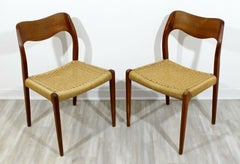 Mid-Century Modern Danish Neils Moller Set of 4 Cord Rope Side Dining Chairs
