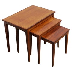 Mid-Century Modern Danish Nest of Three Tables