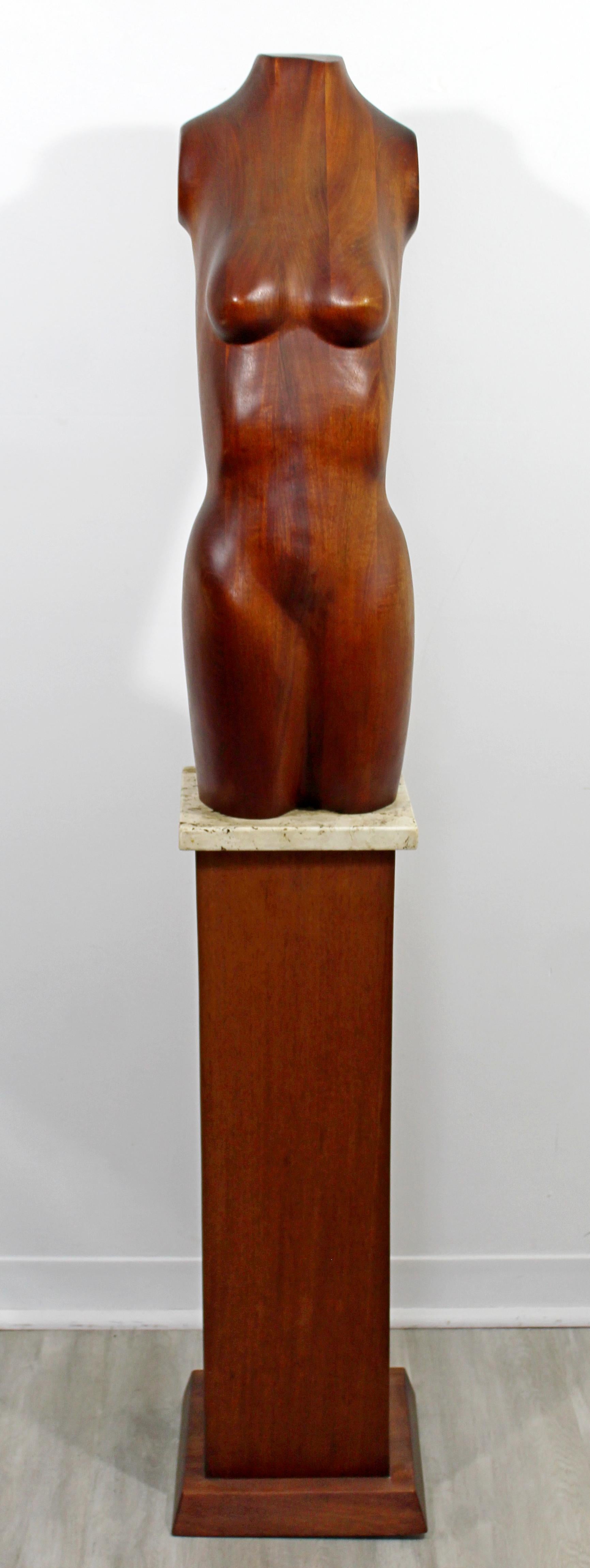 For your consideration is an idyllic, wood art sculpture of a nude bust, signed on the base by Danish artist Gert Olsen and dated 1979. In excellent vintage condition. The dimensions of the bust are 8