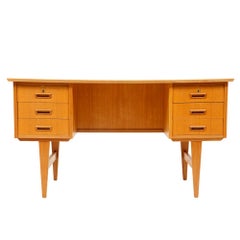Vintage Mid-Century Modern Danish Oak, Double-Sided Desk, 1970s