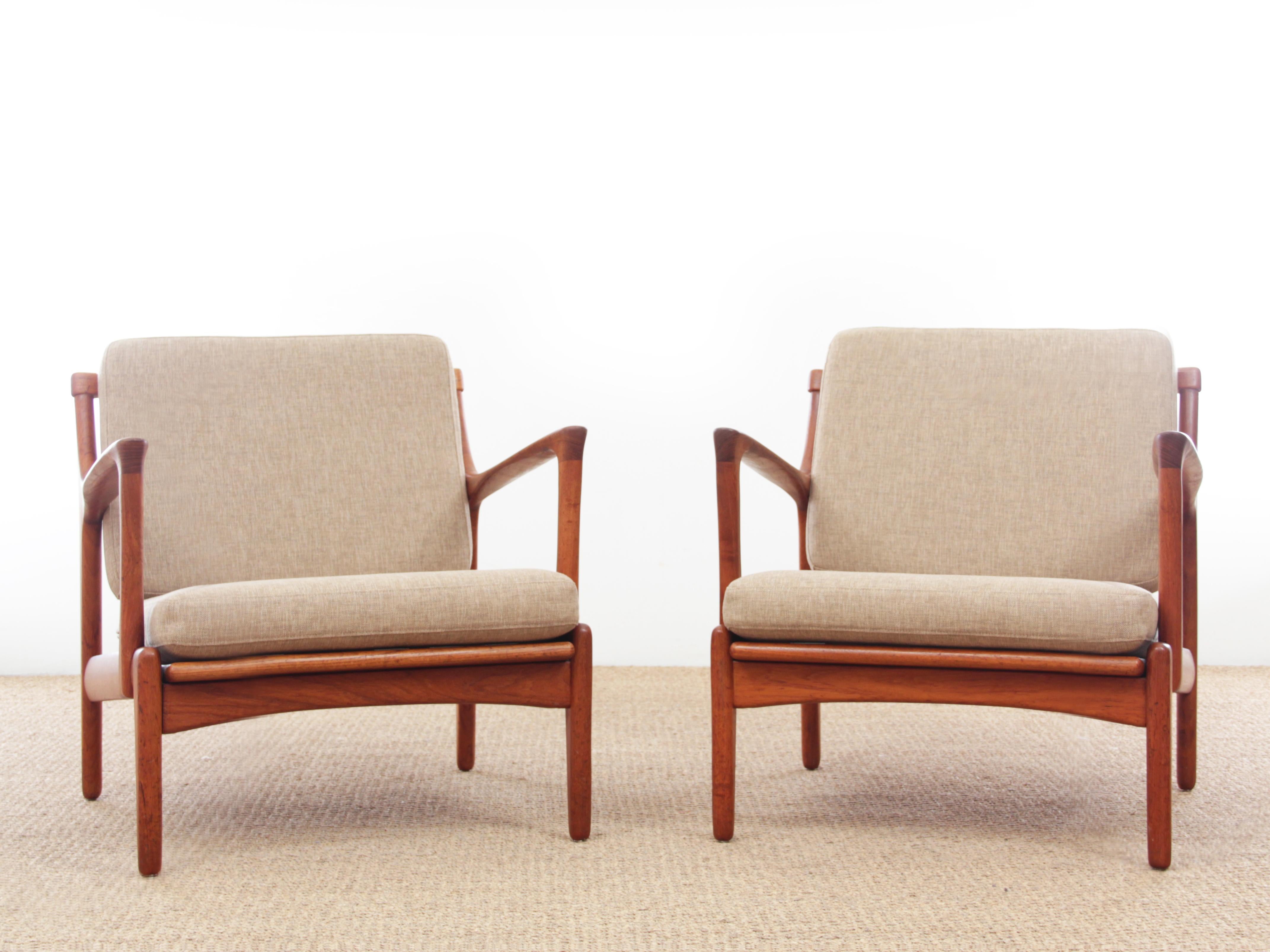 Mid-Century Modern Danish Pair of Lounge Chairs in Teak Model Kuba 14