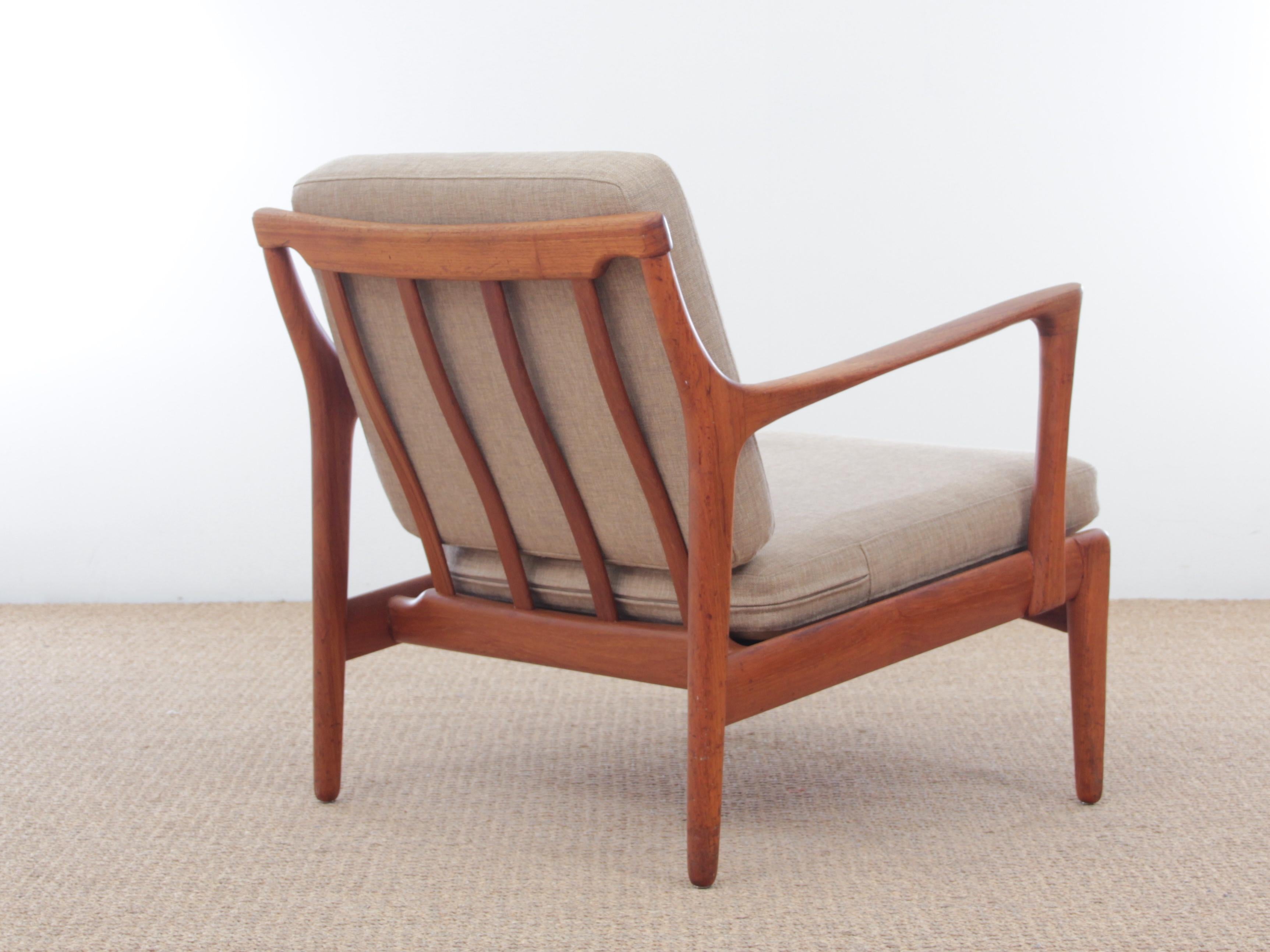 Mid-Century Modern Danish Pair of Lounge Chairs in Teak Model Kuba 1