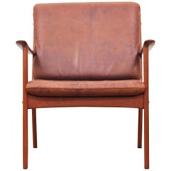 Mid-Century Modern Danish Pair of Lounge Chairs in Teak Model PJ 112