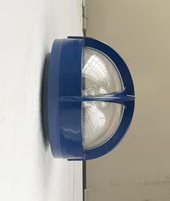 Mid-Century Modern Danish Pirat Blue Metal Outdoor Wall Lamp Nordisk Solar
