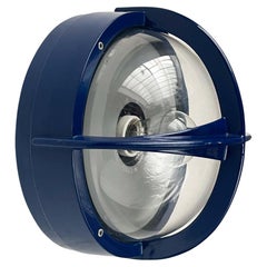 Mid-Century Modern Danish Pirat Blue Metal Outdoor Wall Lamp Nordisk Solar