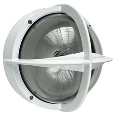 Mid-Century Modern Danish Pirat White Metal Outdoor Wall Lamp Nordisk Solar