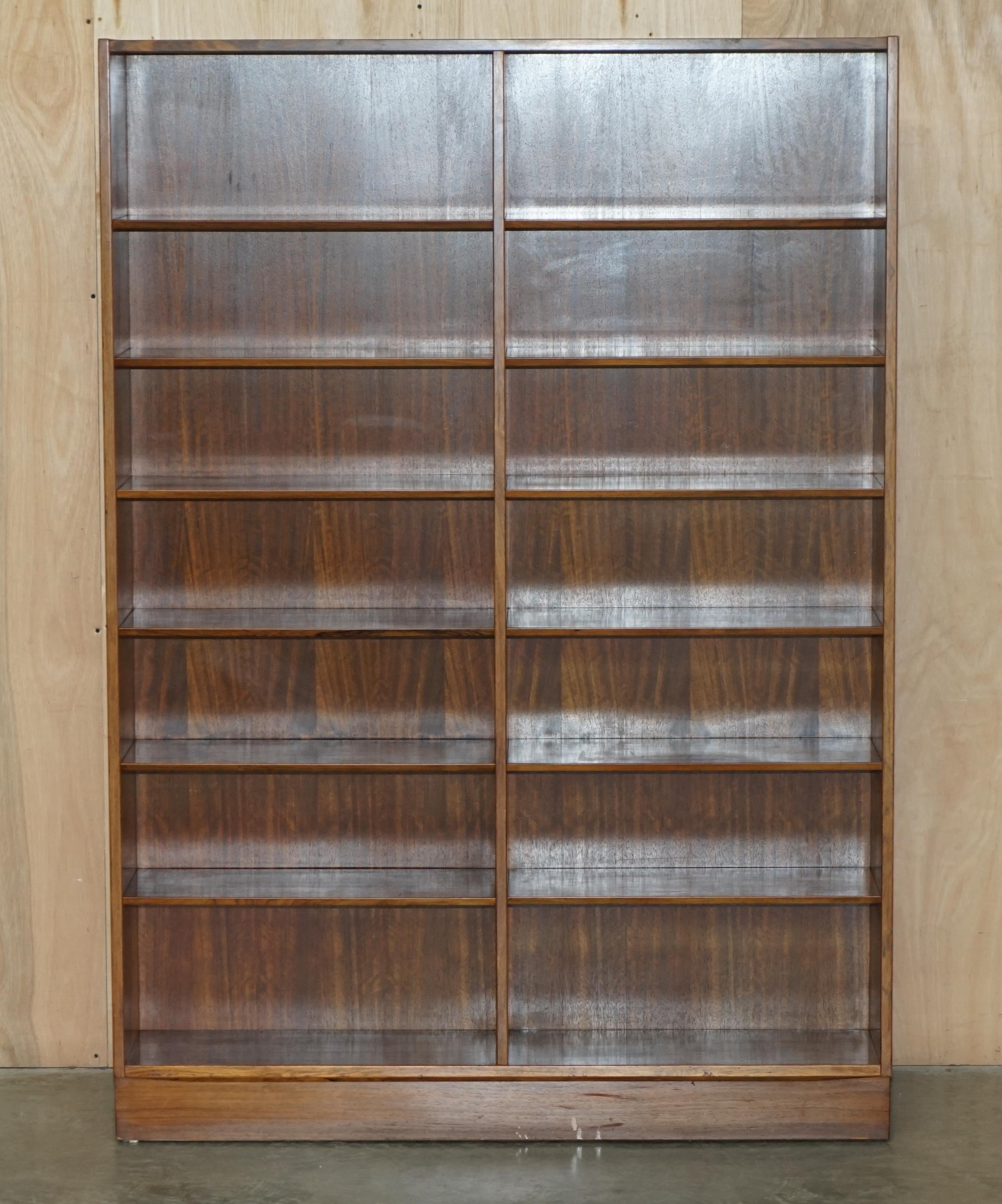 Mid-20th Century Mid-Century Modern Danish Poul Hundevad Hardwood Library Bookcase Two Pieces