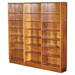 Mid-Century Modern Danish Poul Hundevad Hardwood Library Bookcase Two Pieces