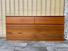 Mid Century Modern Danish Queen Size Headboard With Storage. Circa 1970s